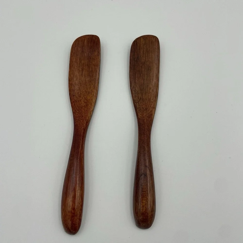 2‎ PCS Butter Knife Jam Cheese Spreader Cake Decorating Tools Wood Easy Clean